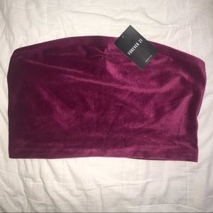 NWT Forever 21 Velvet Tube Crop Top Large